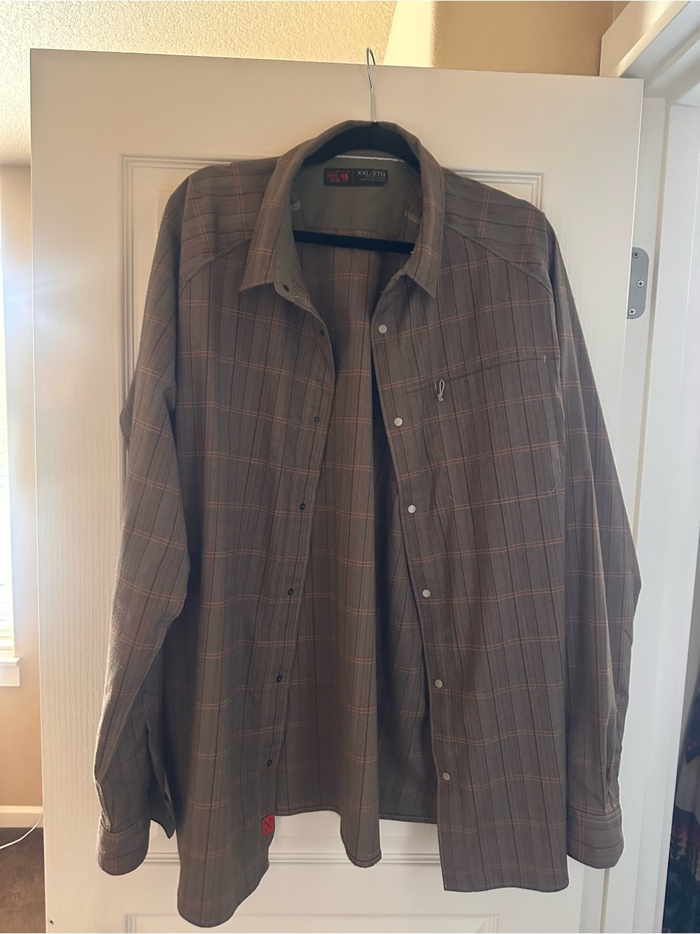Mountain Hardwear Tan Shirt Jacket with Orange Plaid